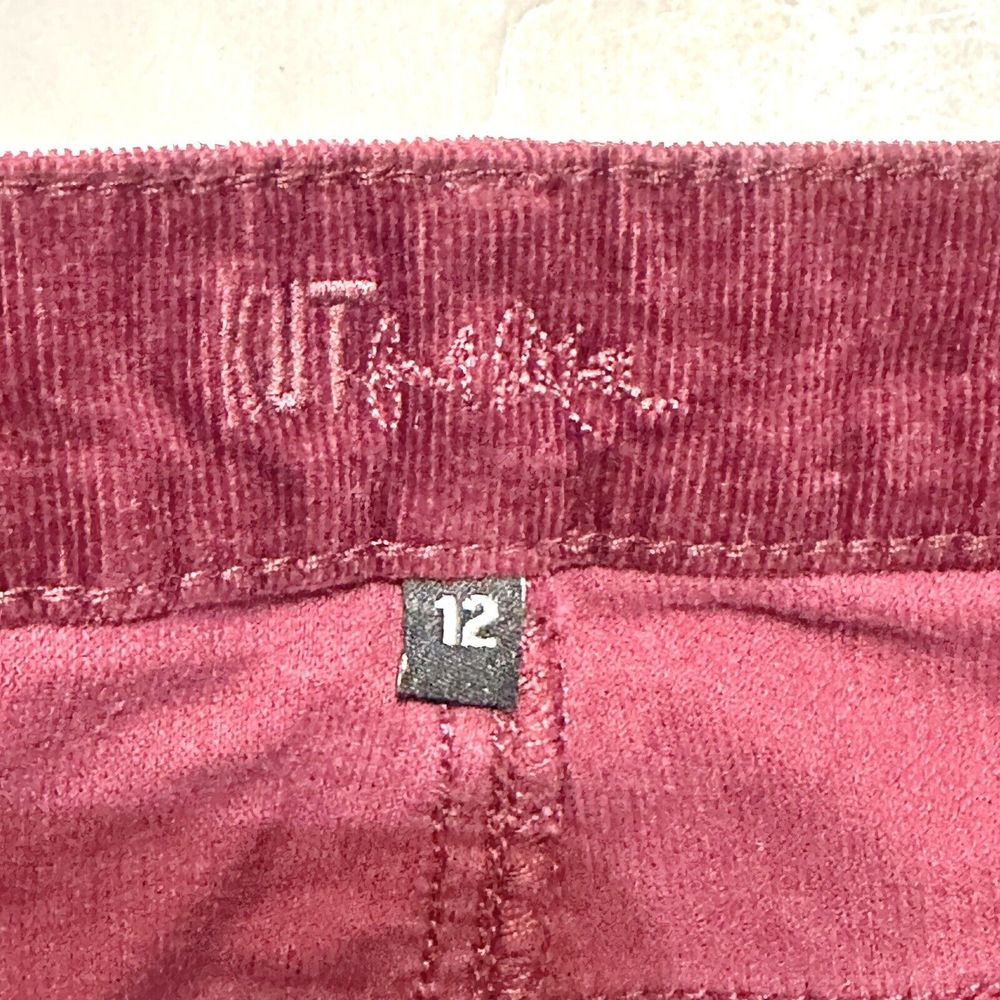 KUT FROM THE KLOTH pants women Size 12 Diana Skinny Corduroy Jeans burgundy red - Picture 7 of 16